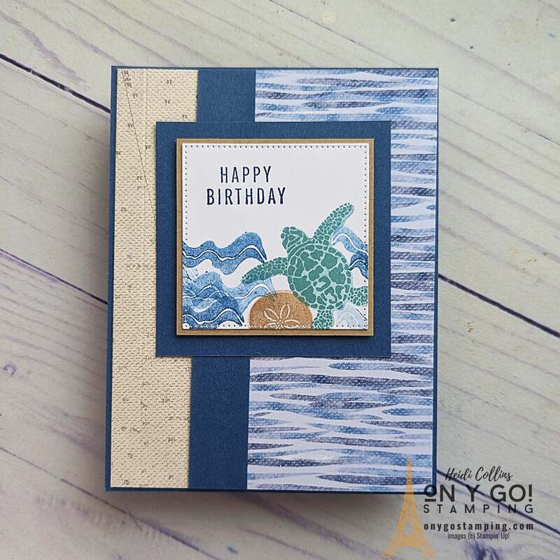 Are you ready to shine with your creative prowess? Dive into the enchanting world of card-making with the easy fun fold birthday card! Stampin' Up! brings you the Sea Turtle stamp set and the Delightfully Eclectic patterned paper to add a dash of magic to those birthday wishes. Let's bring our crafty side to life!