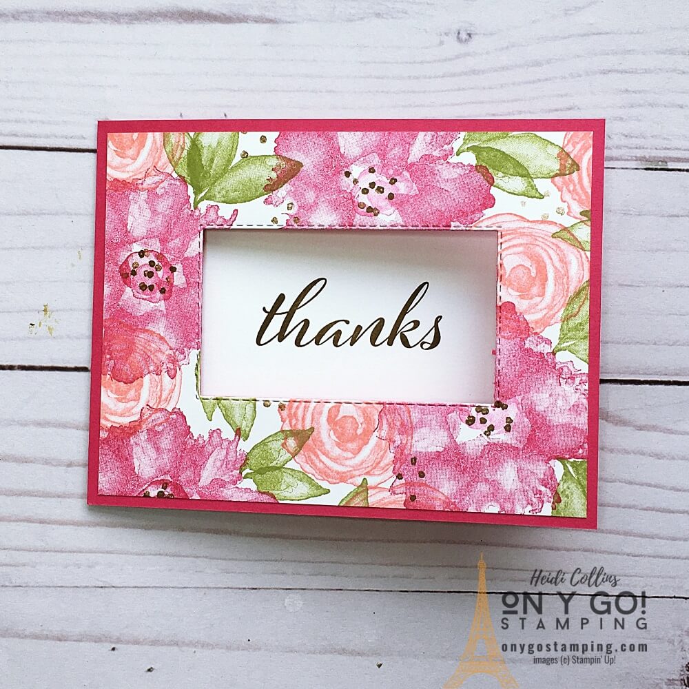 Create a beautiful thank you card with a quick and easy fun fold. This sample card using the Artistically Inked stamp set from Stampin' Up!