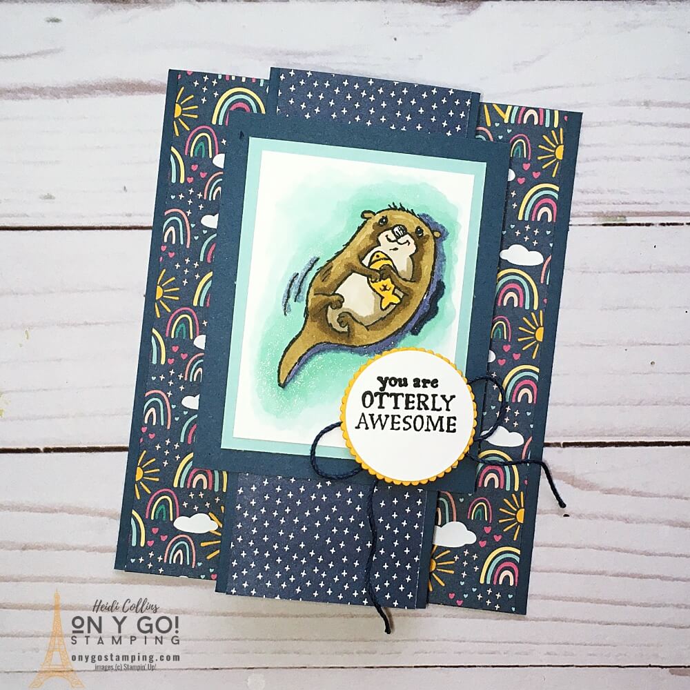 Love FREE stamps and patterned paper? You'll love Sale-A-Bration 2022. These stamps - the Awesome Otters stamp set - and patterned paper - Sunshine and Rainbows - are FREE with a qualified purchase.