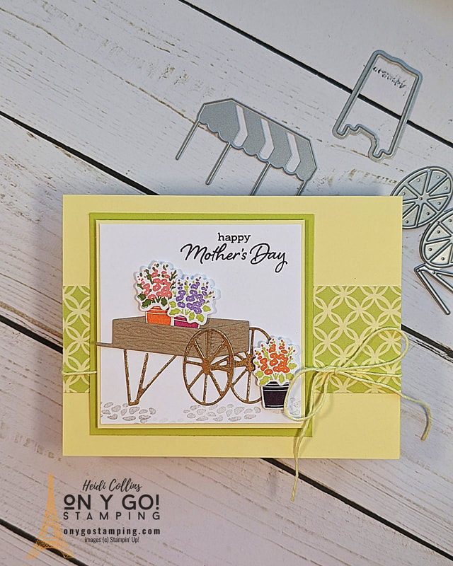 Handmade Mother's Day card made with the Flowering Zinnias Designer Series Paper and the Flower Cart stamp set from Stampin' Up!®️ 