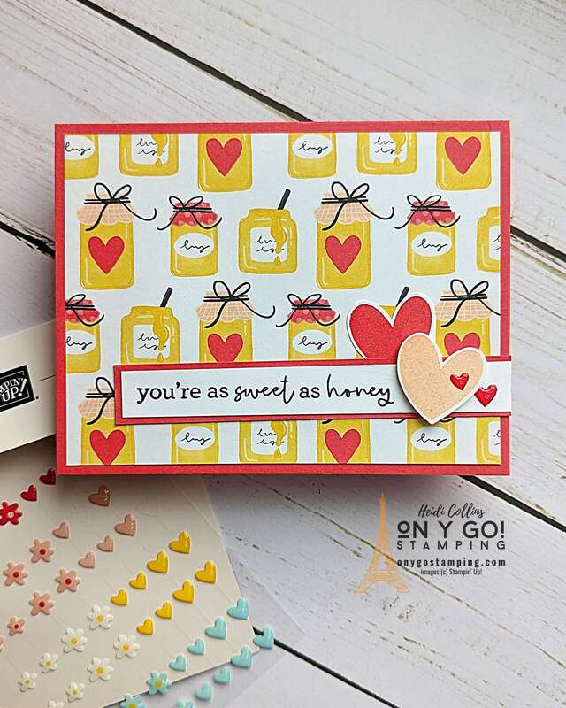 Quick and easy handmade card for Valentine's Day or just to say thank you. This card uses the Bee Mine suite from Stampin' Up!'s 2024 January-April Mini Catalog.