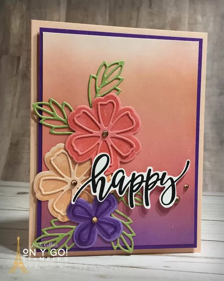 Card idea with an ink blended background made with blending brushes from Stampin' Up! This card also features the new Pretty Perennials stamp set and dies from the January-June Mini Catalog.