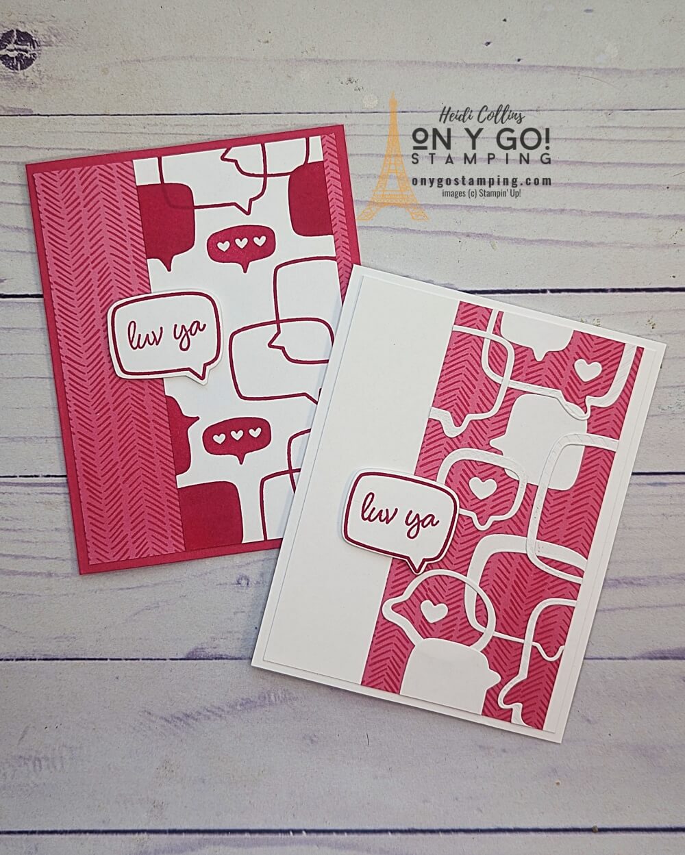 Handmade Valentine's Day cards with the Conversation Bubbles stamp set and Enjoy the Journey patterned paper from Stampin' Up!®