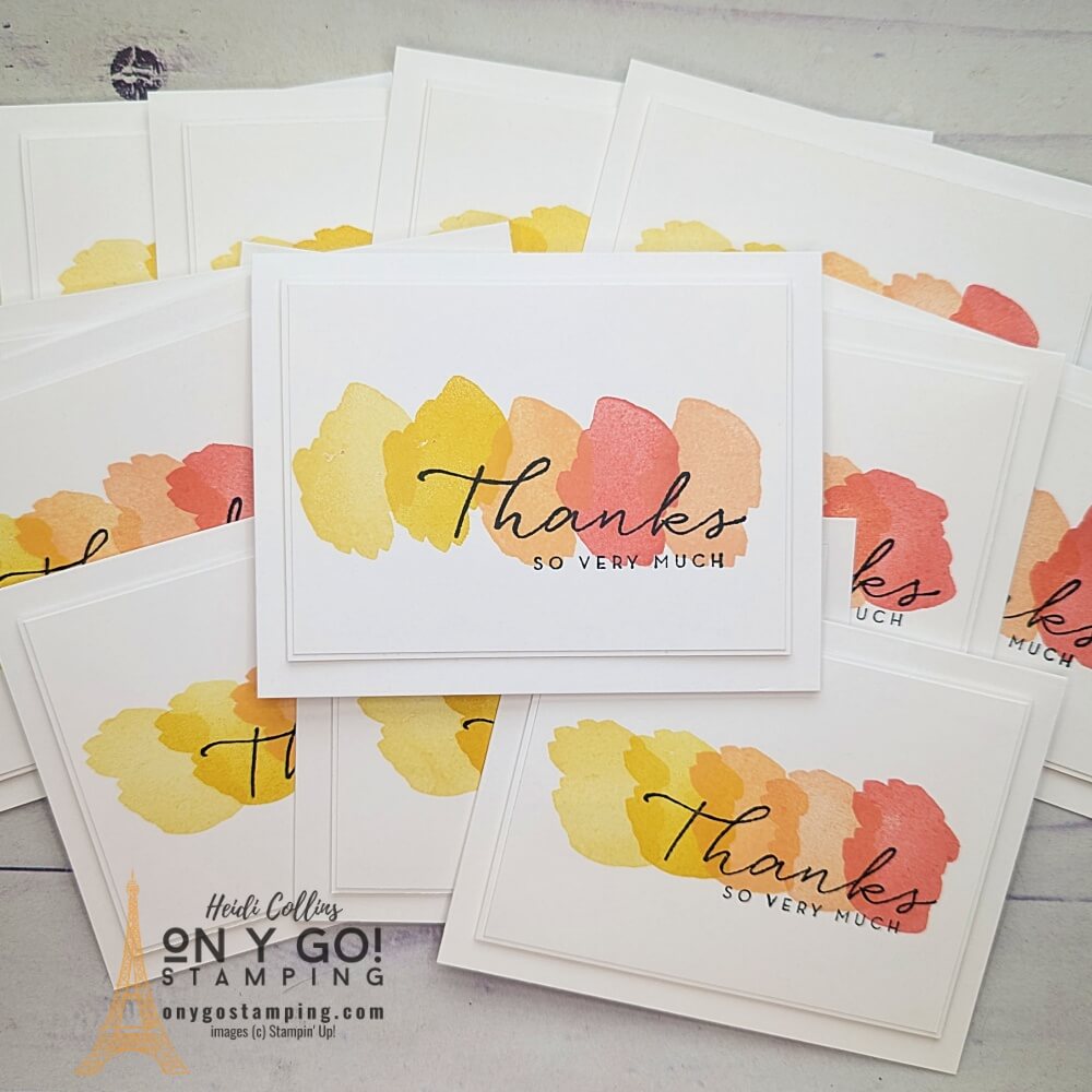 This elegant handmade thank you card is clean and simple. It uses a NEW stamp set from Stampin' Up!®: Kind and Sincere as well as the Beautiful Hello stamp set.