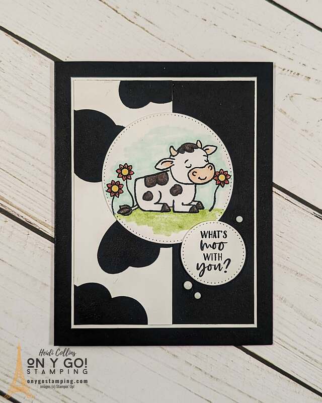 Handmade card using the Cutest Cows stamp set from Stampin' Up!®️ Let someone know that you're thinking of them by making and sending a handmade card.