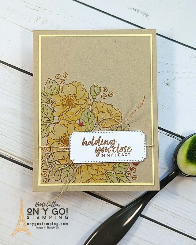 Handmade sympathy card made with the Enduring Beauty stamp set. This image is so easy to color with the coordinating stencils!
