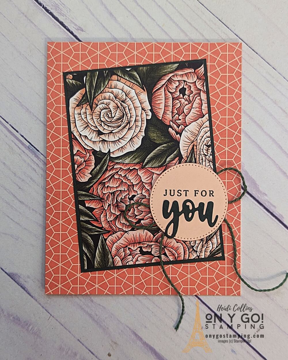 Give a beautiful handmade card with the Favored Flowers Designer Series Paper. This patterned paper is available for FREE during Stampin' Up!'s Sale-A-Bration 2023.