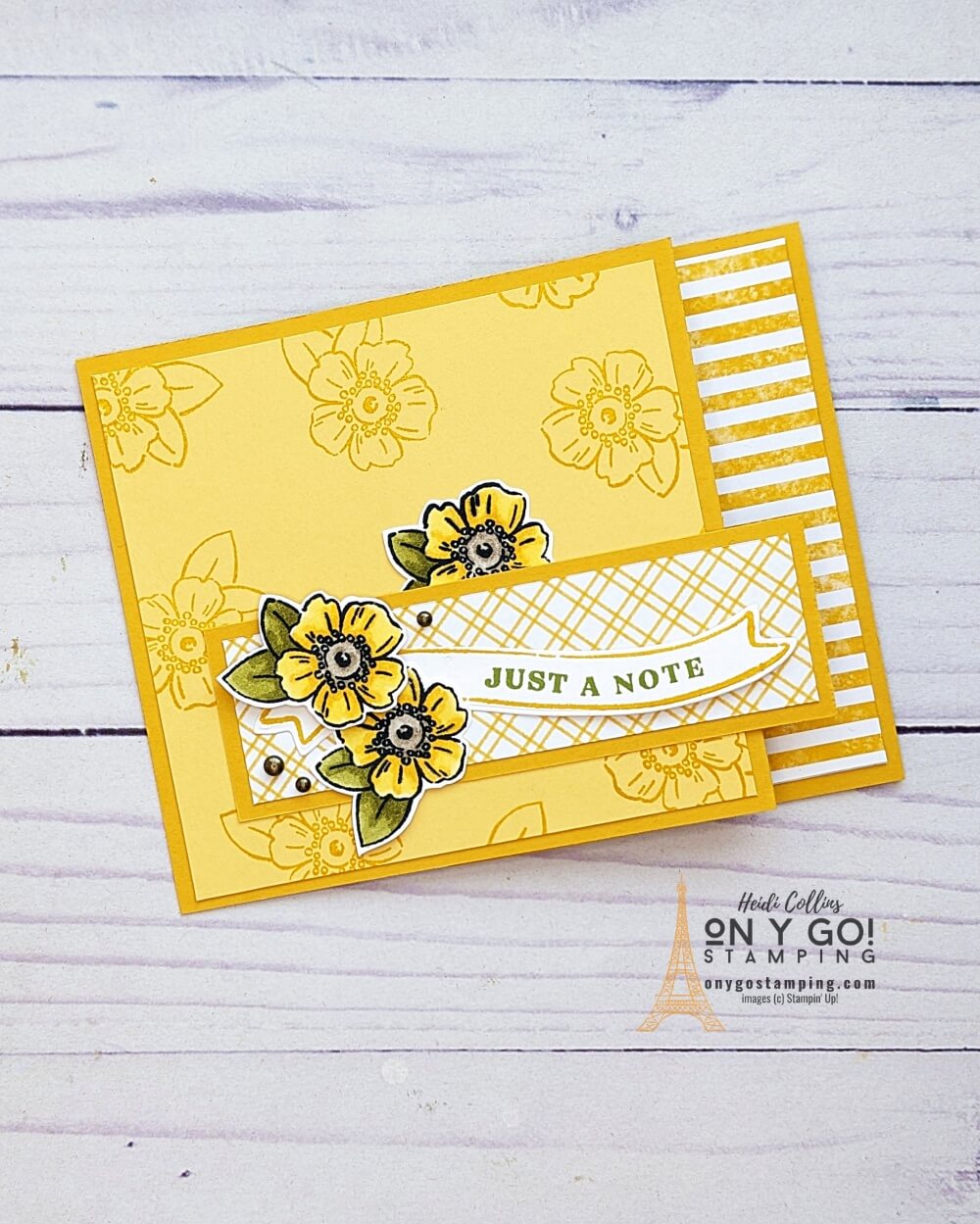 Make an easy fun fold card with the Celebrate Everything patterned paper and the Fond of Autumn stamp set from Stampin' Up!® Get the tutorial bundle for instructions on how to complete this fun fold card.