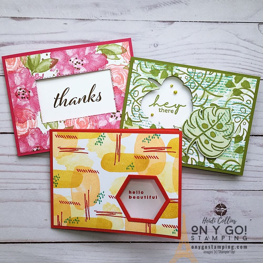 See how to make a quick and easy fun fold window card. Plus samples using the Artistically Inked, Artfully Layered, and Hello Beautiful stamp sets from Stampin' Up!
