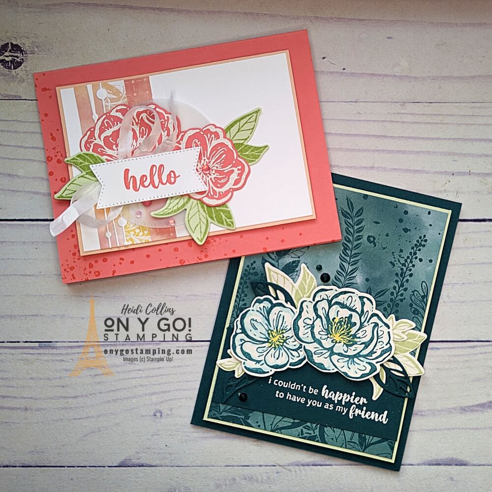 Welcome to the world of Irresistible Blooms and creativity! Stampin' Up! is bringing you the best of both worlds with this irresistible stamp set, Loose Frosted Dots and Hello Irresistible DSP. Whether you are making cards for a special occasion, expressing your gratitude, or just letting someone know you're thinking of them, these beautiful materials are sure to make your handmade cards stand out from the rest!