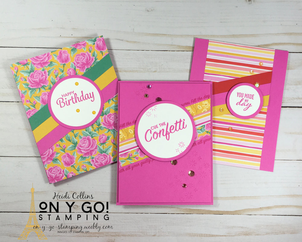 Fun card idea with the Playing with Patterns stamp set. Stampin' Up! will discontinue this versatile stamp set in May.