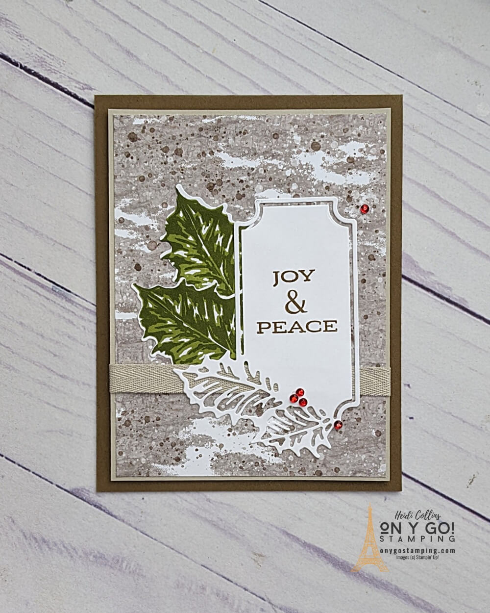 Want to make handmade Christmas cards that are elegant? The Leaves of Holly stamp set, coordinating dies, and Boughs of Holly patterned paper from Stampin' Up!® makes it easy.