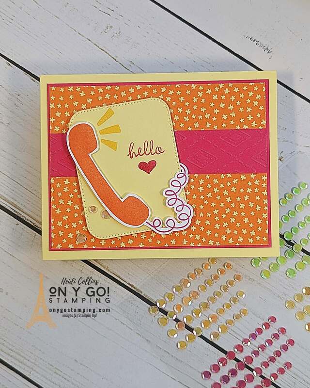 Combine the Let's Chat stamp set with the Flowering Zinnias patterned paper from Stampin' Up! to create a fun vintage mod handmade card.