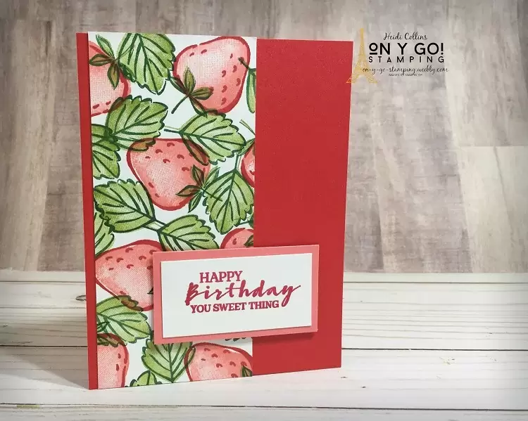 Sweet Strawberry birthday card idea using only stamps, ink, and paper. So simple and so sweet!