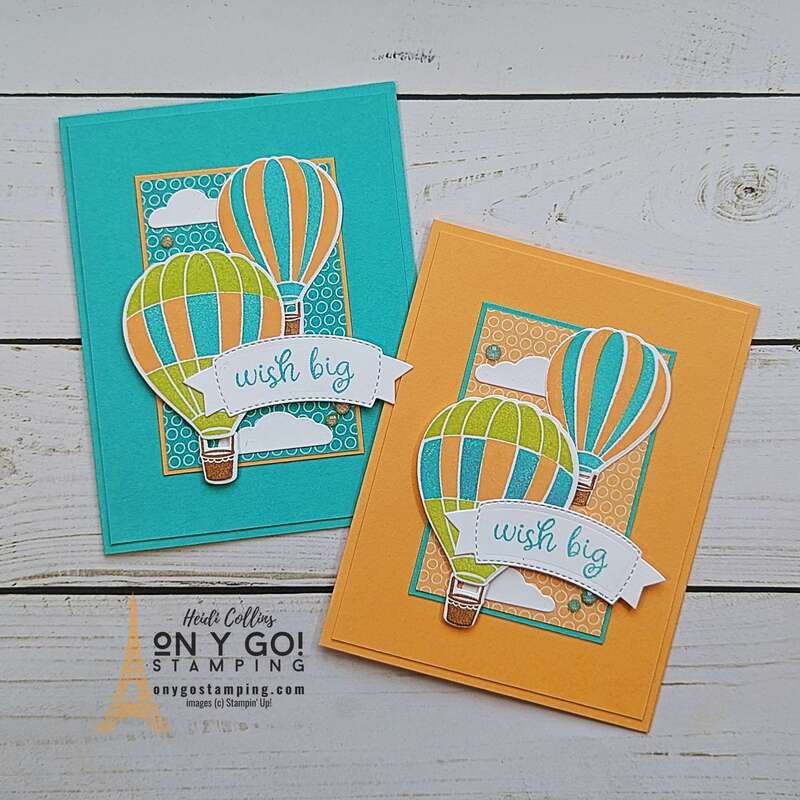 Create beautiful handmade cards using the Hot Air Balloon stamp set in the NEW 2024-2026 In Colors: Summer Splash and Peach Pie from Stampin' Up!®️ Plus see lots more card making ideas in the video!