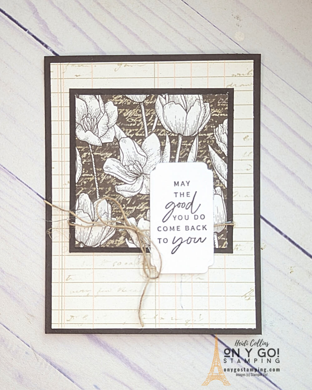 Beautiful handmade floral card using the Abigail Rose Designer Series Paper from Stampin' Up! This quick and easy card is based on a simple card sketch.