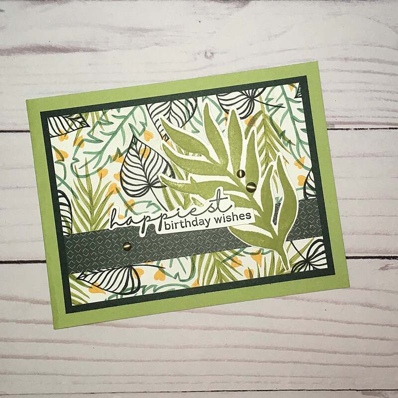 Easy birthday card idea based on a card sketch. This handmade card uses the Artfully Layered stamp set and Artfully Composed patterned paper. These stamps and patterned papers will be available in the upcoming January-June 2022 Mini Catalog.