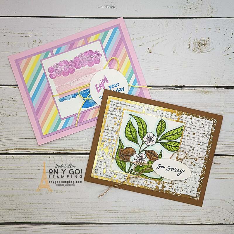Easy handmade cards made from a simple card sketch. Whether you want to make an elegant card like the one with the Lovely and Sweet stamp set or the whimsical one made with the Cake Fancy stamp set from Stampin' Up!®️