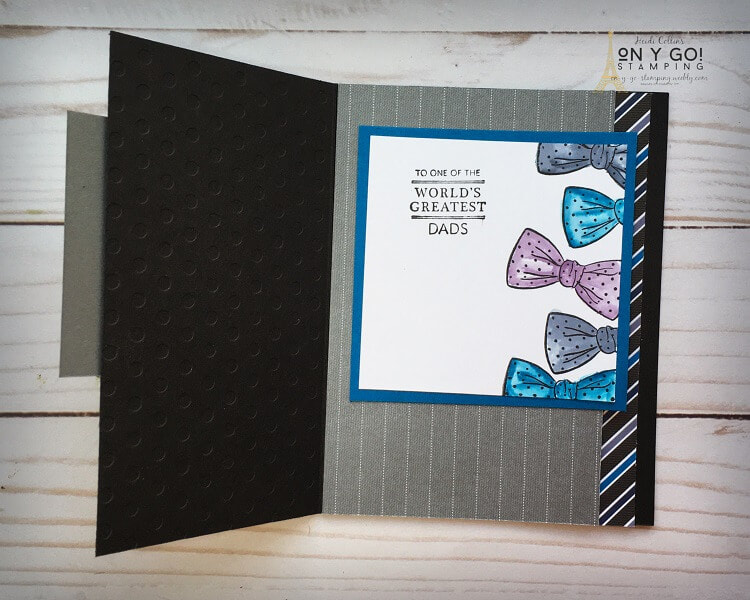 Second layer of a Father's Day fun fold card idea using the Well Suited pattern paper and Handsomely Suited stamp set from Stampin' Up!