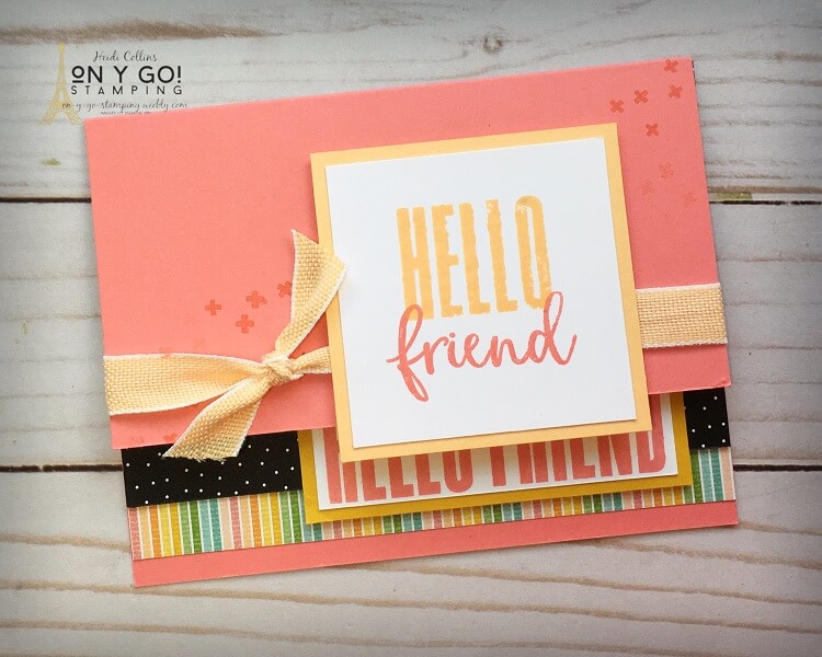 Fun fold card idea to create a book card. A great way to show off beautiful patterned paper. This one uses the Pattern Party pattern paper and Biggest Wish stamp set from Stampin' Up!