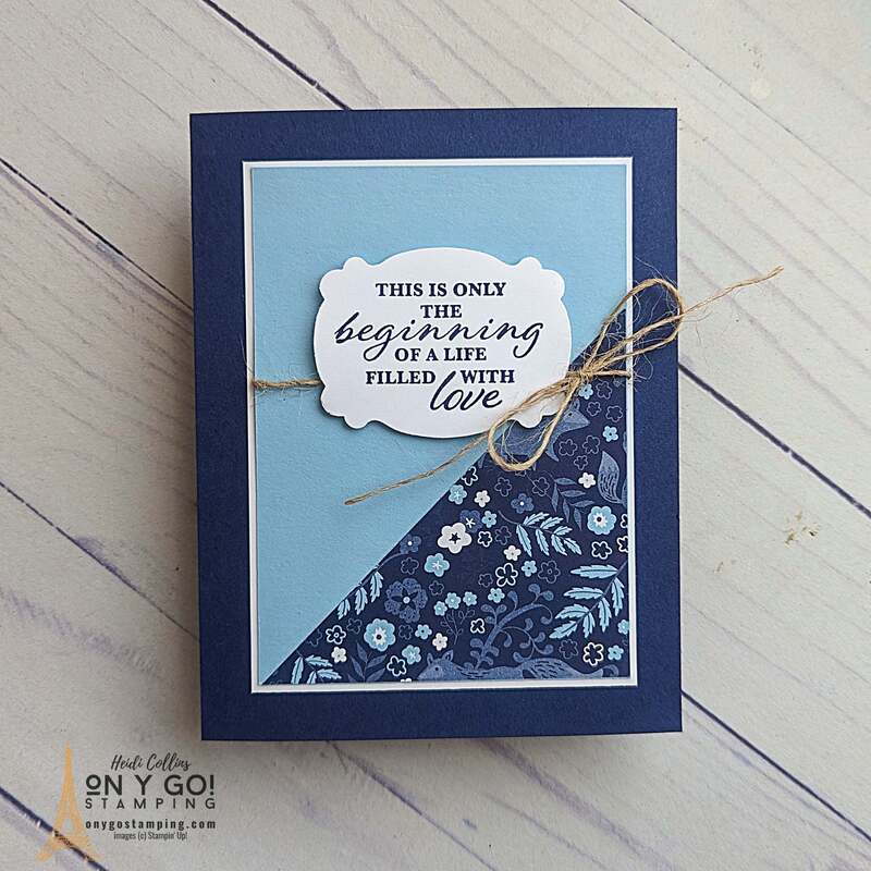 Create beautiful handmade cards with patterned paper like the Countryside Inn DSP from Stampin' Up! Finish up with sentiments from the Wonderful Thoughts stamp set.