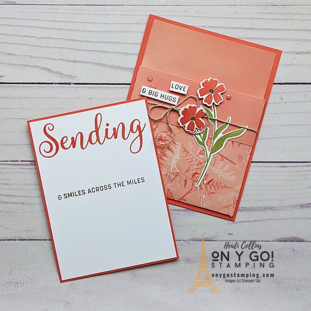 Get a free downloadable quick-reference guide for this fun fold card.  This sample card uses the Sending Smiles stamp set and Pretty Prints background paper from Stampin' Up!®