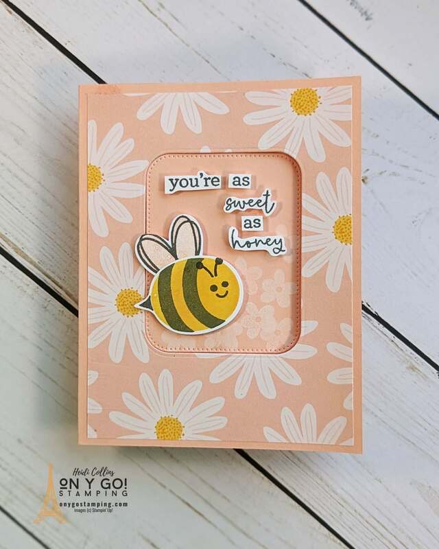Handmade thank you card using the Bee My Valentine stamp set from Stampin' Up! This pop-out swing card is an easy fun fold card to make.