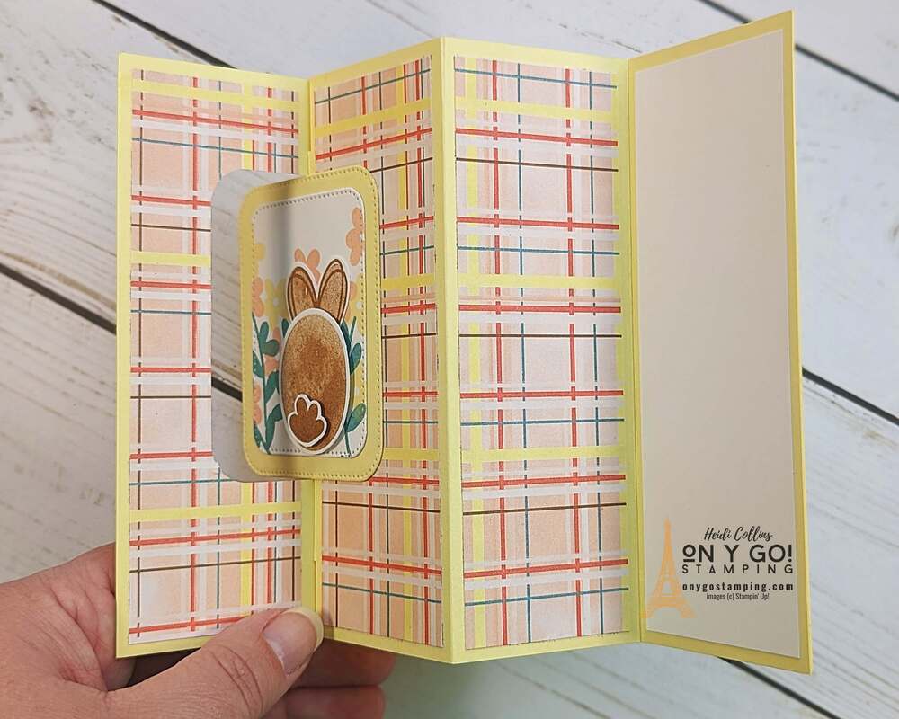 Pop out swing card design. See how to make this easy fun fold card in the video tutorial.