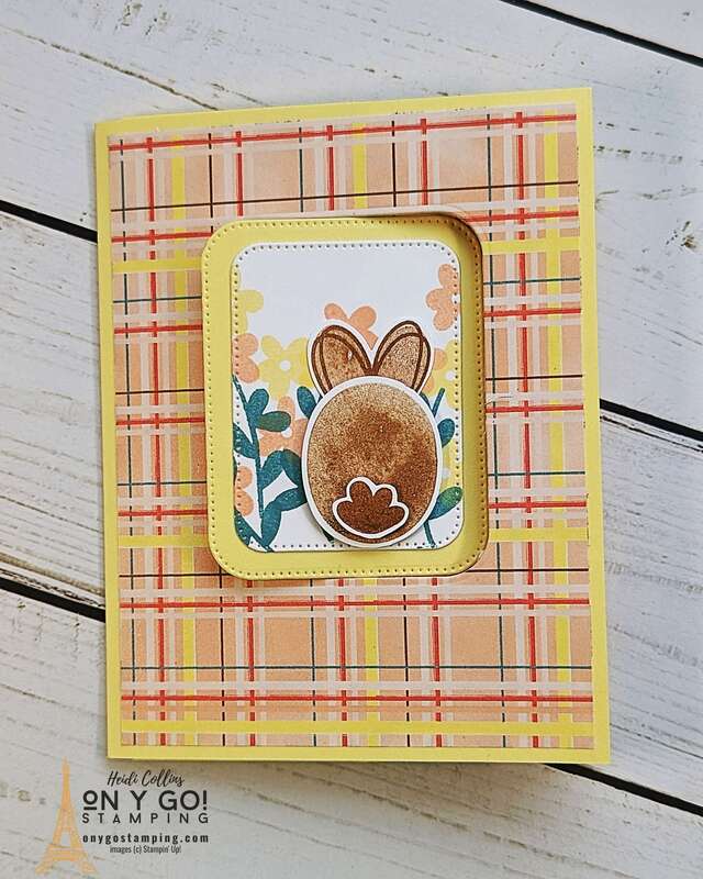 Handmade card for Easter with a fun fold. This pop out swing card uses the Bee My Valentine stamp set with the A Little Latte patterned paper from Stampin' Up!®️ 