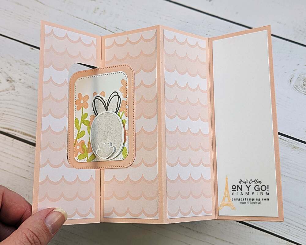 Create a fun fold card for Easter! This pop-out swing card uses the rubber stamps and patterned paper from Stampin' Up!®️