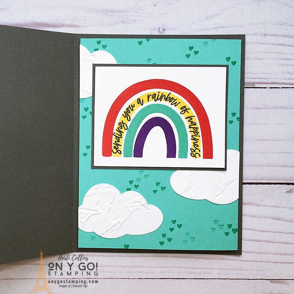 Inside of a fun fold card with the Rainbow of Happiness stamp set from Stampin' Up! This card is perfect for cheering up a friend.