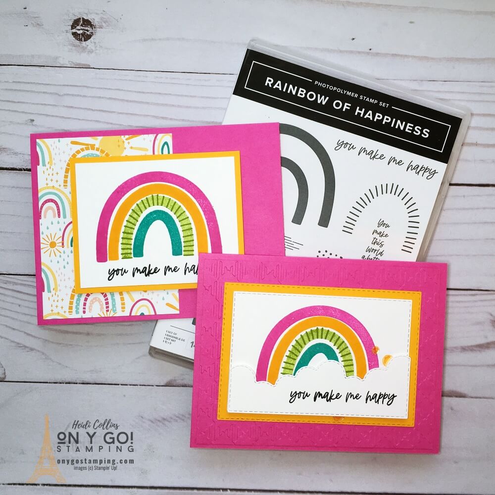 Bright handmade card ideas with the Rainbow of Happiness stamp set from the January-June 2022 Mini Catalog from Stampin' Up!