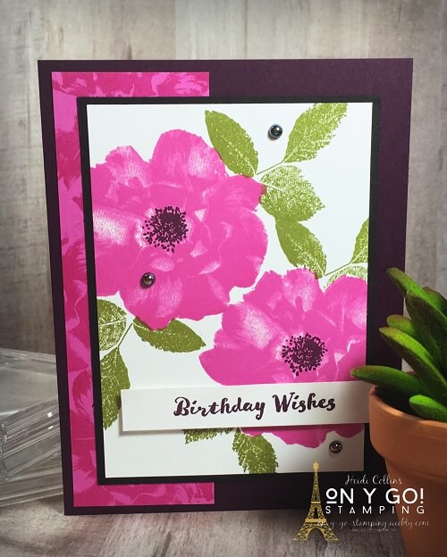 Birthday card idea with the To a Wild Rose stamp set from Stampin' Up! This simple stamping card is easy to make. The stamps will be discontinued May 3.