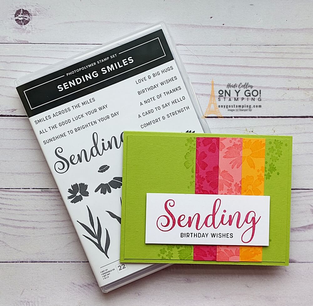 Create a beautiful birthday card easily with a simple card sketch, Versamark ink, and the Sending Smiles stamp set from Stampin' Up! All you need is stamps, ink, and paper for simple stamping!