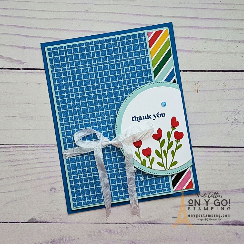 Thank you card idea with a fun fold. This card uses the Simply Fabulous stamp set and Celebrate Everything patterned paper from Stampin' Up!®