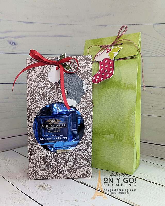 Create easy handmade gift bags from patterned paper. See the complete video tutorial for these bags!