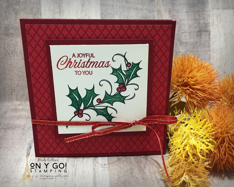 Smash card using the Joyful Holly stamp set from Stampin' Up! This fun fold card also uses the 'Tis the Season Designer Series Paper.