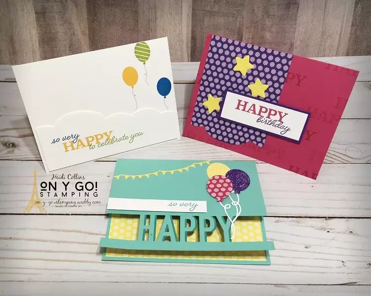 3 birthday card ideas using the So Much Happy stamp set and dies from Stampin' Up!