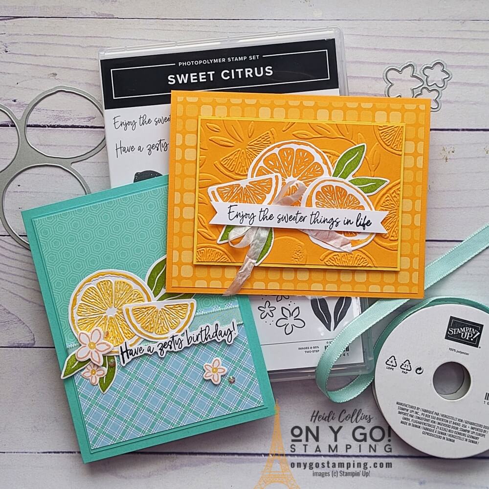 The NEW Sweet Citrus stamp set from Stampin' Up!'s January-April Mini Catalog is perfect for creating bright and cheery cards. Especially when you combine it with the Dandy Designs patterned paper from Sale-A-Bration 2023.