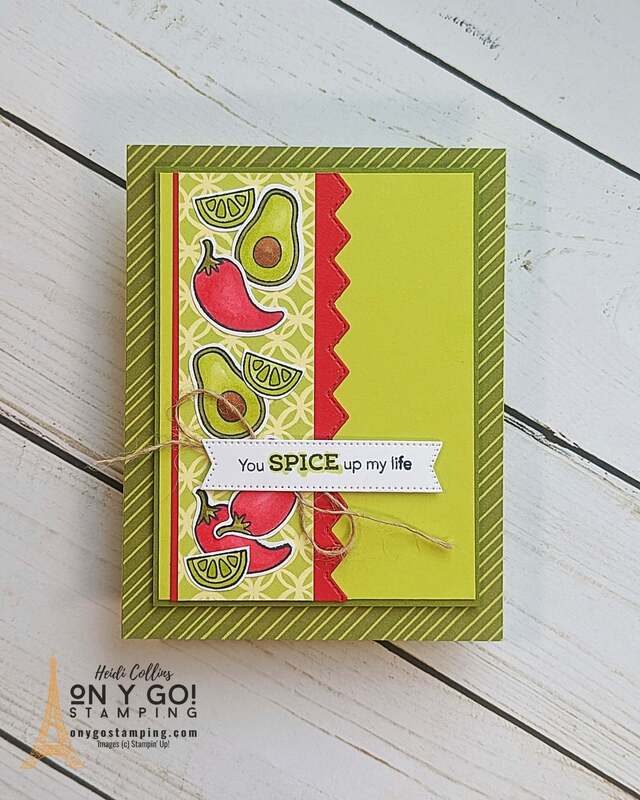 Spicy handmade card with the Taco Fiesta stamp set and Flowering Zinnias patterned paper from Stampin' Up!®️ 