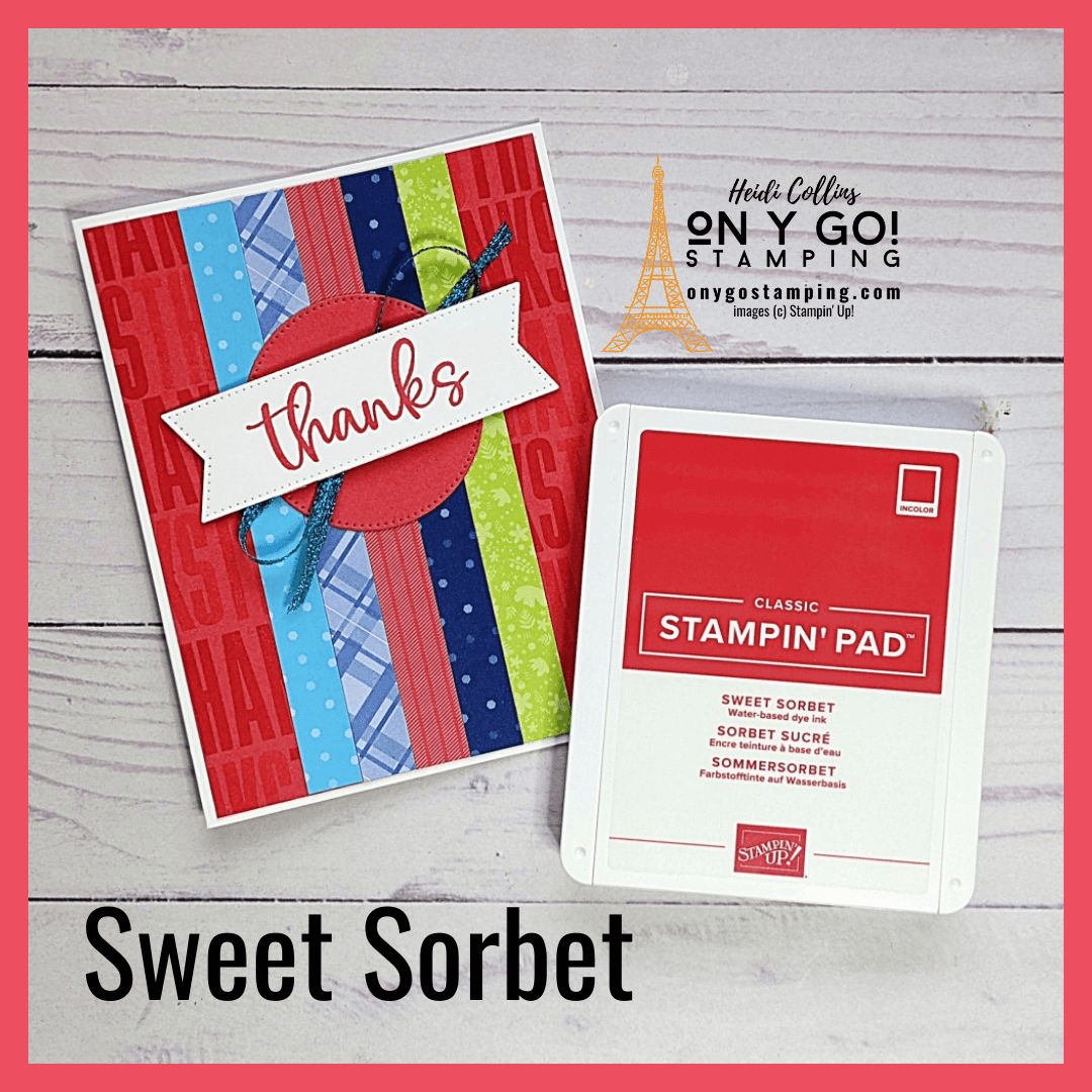Sweet Sorbet, one of the new 2022-2024 In Colors from Stampin' Up! Plus, a thank you card idea using all 5 of the new In Colors.