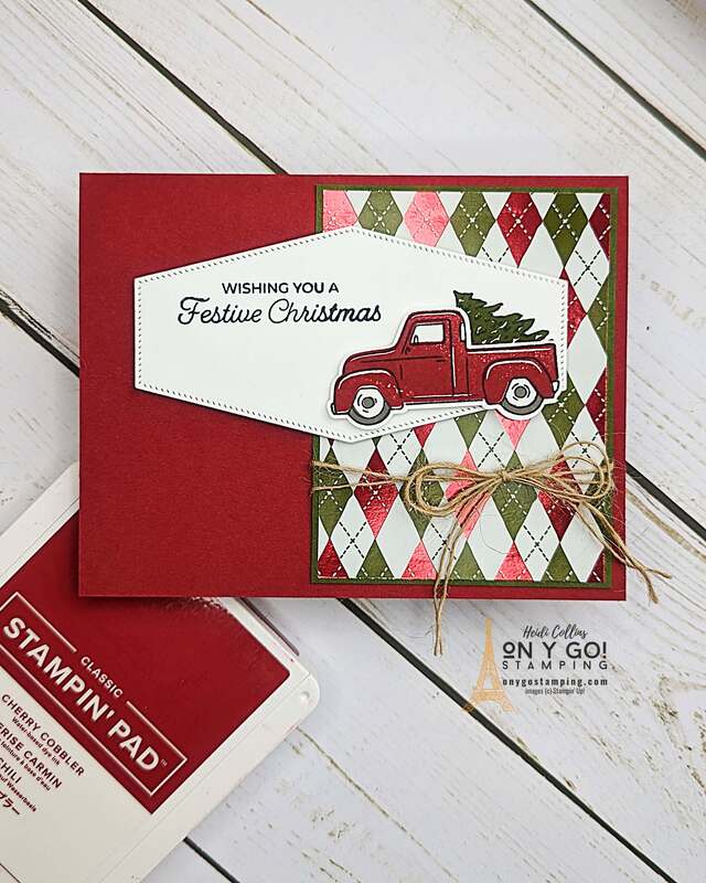Delve into the joyous task of crafting an enchanting handmade Christmas card with me! I'll be using the vibrant Trucking Along stamp set by Stampin' Up! and the dazzling allure of the Shining Christmas Designer Series Paper. This festive endeavor promises to add a personal touch to your holiday greetings, making them truly unforgettable. Join me, and let your creativity bring warmth to this holiday season. See the video tutorial.