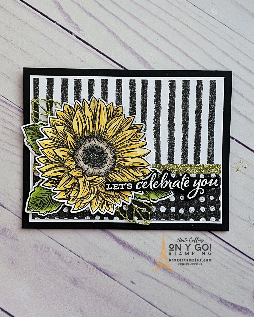 See a video tutorial on how to make this floral card for fall with glitter washi tape and patterned paper. Card design uses the Celebrate Sunflowers stamp set from Stampin' Up!®