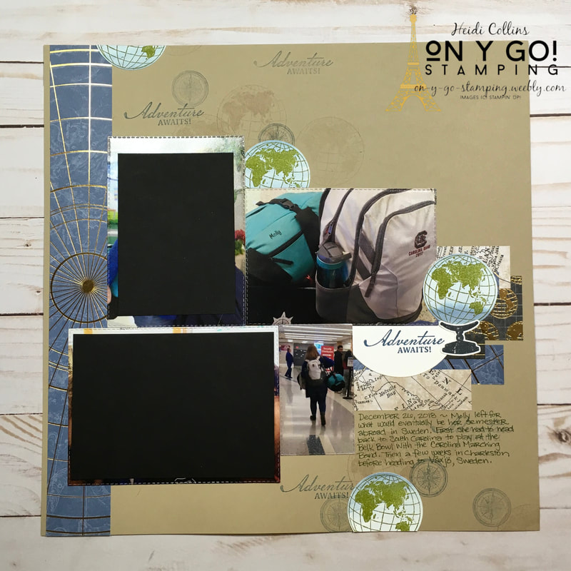 Scrapbook idea with the World of Good stamp set from Stampin' Up! This masculine stamp set will be retired at the end of April.