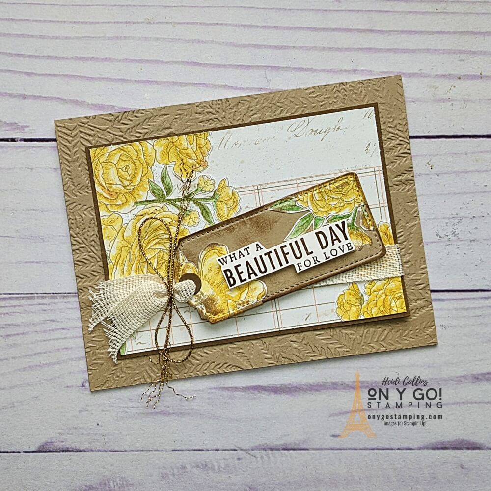 Create a beautiful handmade floral card with watercolor pencils, a blender pen, and the Abigail Rose patterned paper from Stampin' Up!® Click for the video tutorial.