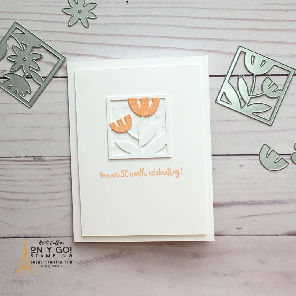 Use the All Squared Away stamp set and dies from stampin' Up! to create a clean and simple card design. See more CAS card samples on my website!