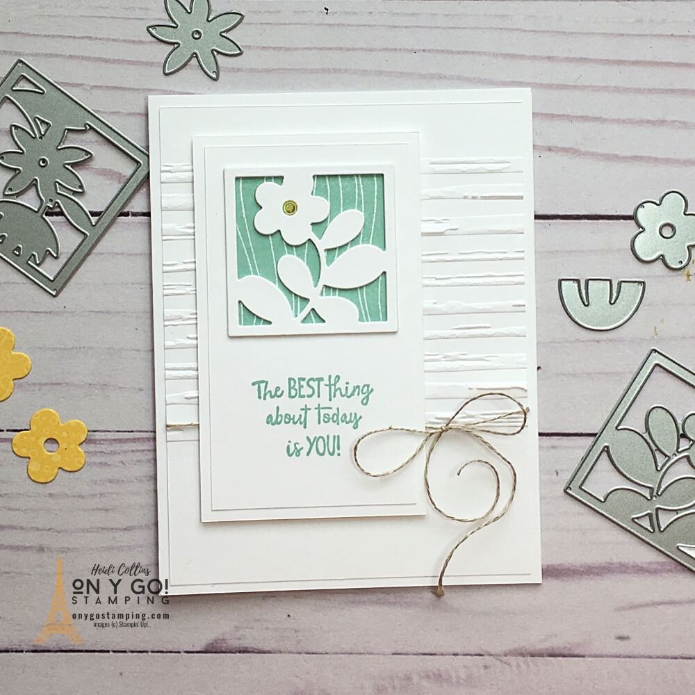 Use the All Squared Away stamp set and dies from Stampin' Up! To create a Clean and Simple Card. Lots more samples, dimensions, and the supply list available on my website.