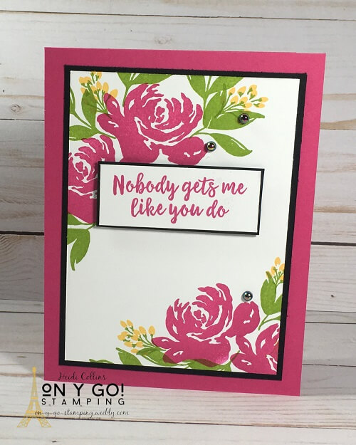 Simple card design that is great for beginning card makers using the All Things Fabulous stamp set.