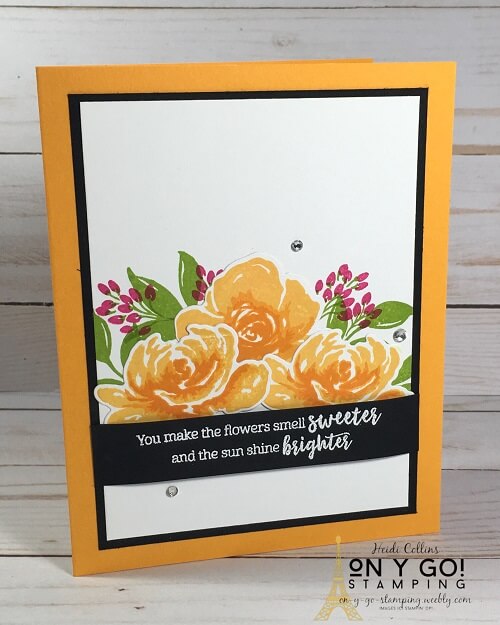 Beautiful card making idea using the All Things Fabulous stamp set from Stampin' Up! in Mango Melody.