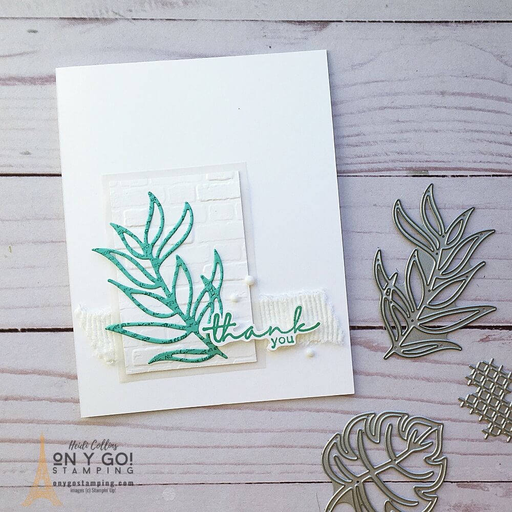 Clean and simple card idea - or CAS card - with the Artfully Layered stamp set and coordinating dies from Stampin' Up! This beautiful thank you card is going out to customers in February.